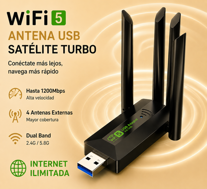 Antena WiFi Satélite Turbo de Alta Potencia